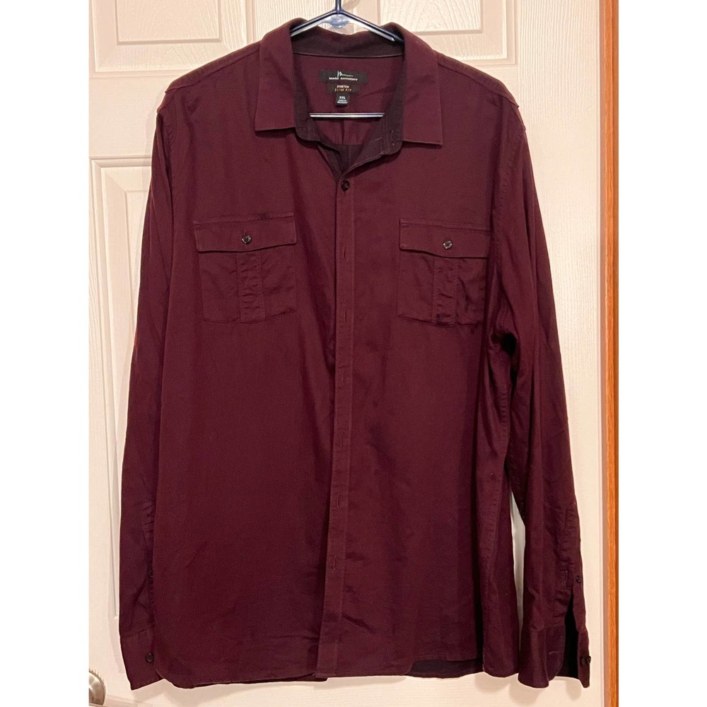 Marc Anthony Stretch Slim Fit Men's Button Front Size XXL Plum Color